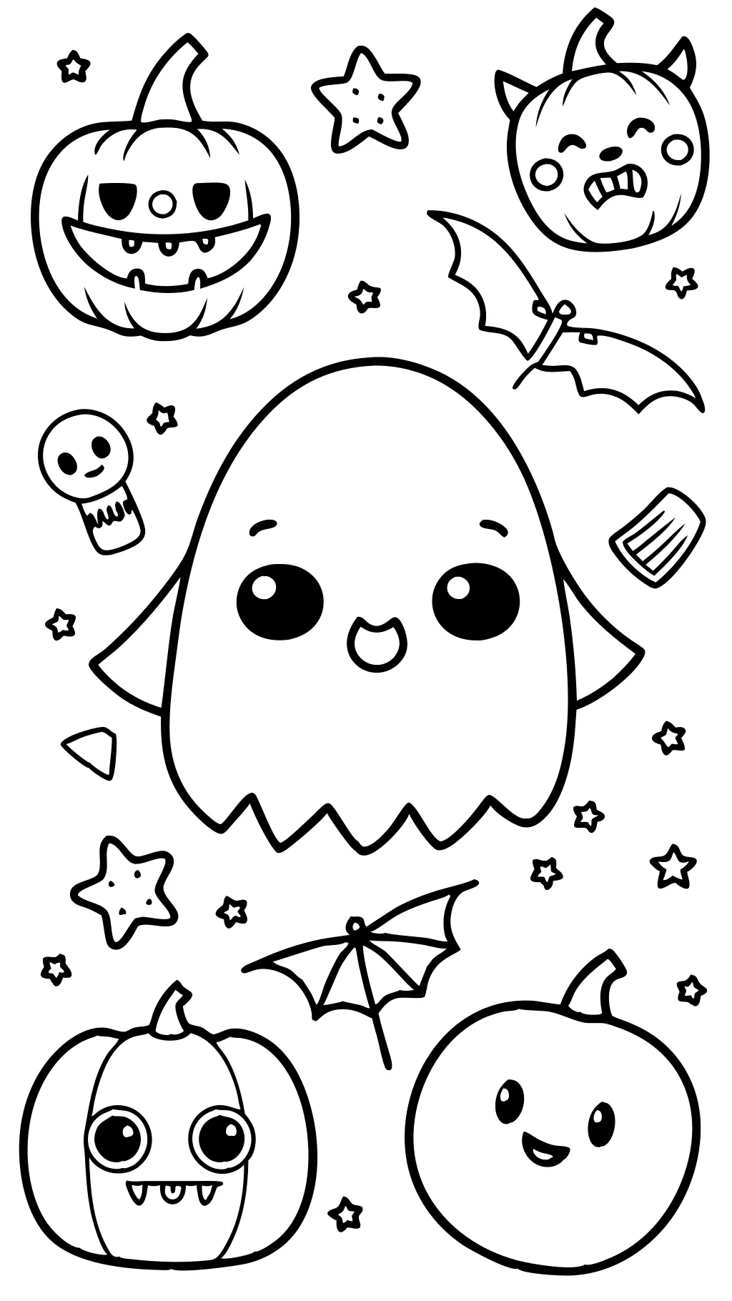 Kawaii Página para colorear de Halloween